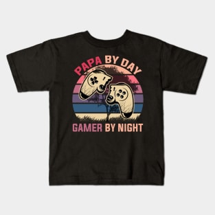 Papa By Day Gamer By Night Kids T-Shirt